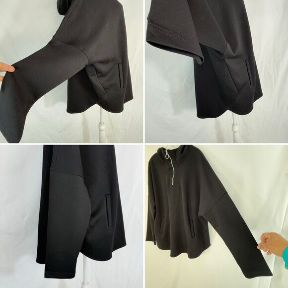 with Half-Zip, Front Pockets, Oversized Casual Sweatshirt for Women XL - Picture 9 of 15